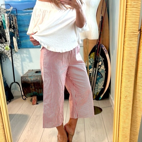 Myra Bag,ADORABLE Red/White Striped Cropped Pants,Elastic-Waist,Nautical,Size S - Picture 3 of 13